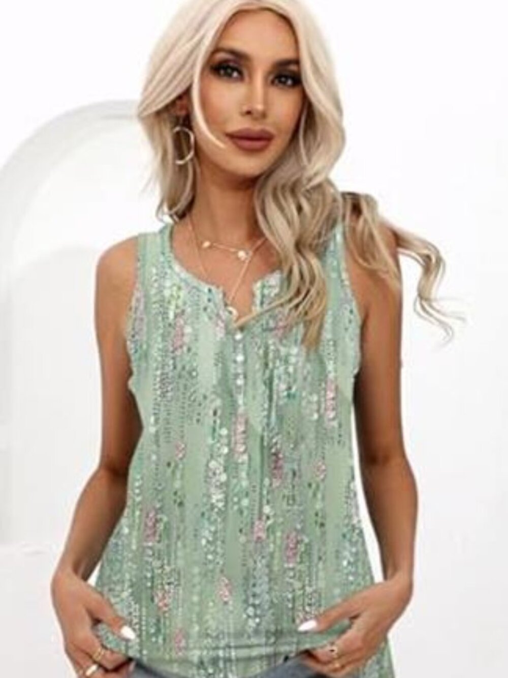 Tank Tops for Women 2026 Summer Casual Button Down Shirts Loose Fit V Neck